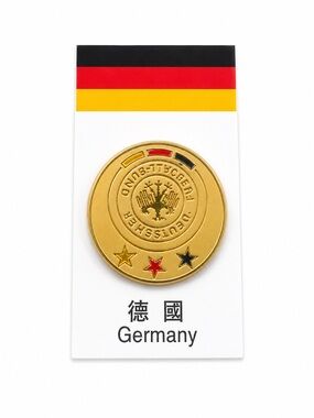 Gold Germany Medallion Pin with Red and Black Accents